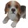 Bambelaa! Hundefigur Liegend Wetterfeste Garten Deko aus Polyresin Braun Weiß für Innen & Außen Braun-Weiß ca 18 x 10 x 10,5cm