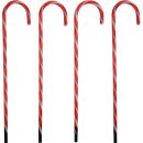 Bambelaa! LED Zuckerstangen 4er Set Gartenstecker Rot...