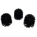 Bambelaa! 3x Ersatz WC Bürstenkopf 80mm Ø 8,0 cm mit Gewinde M12 / 12mm für Klobürsten Ersatzbürsten Schwarz für Toilettenbürsten Länge 9 cm