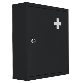 Bambelaa! Medizinschrank Medikamentenschrank Hängend Abschließbar Schwarz ca 31,5 x 10 x 36cm